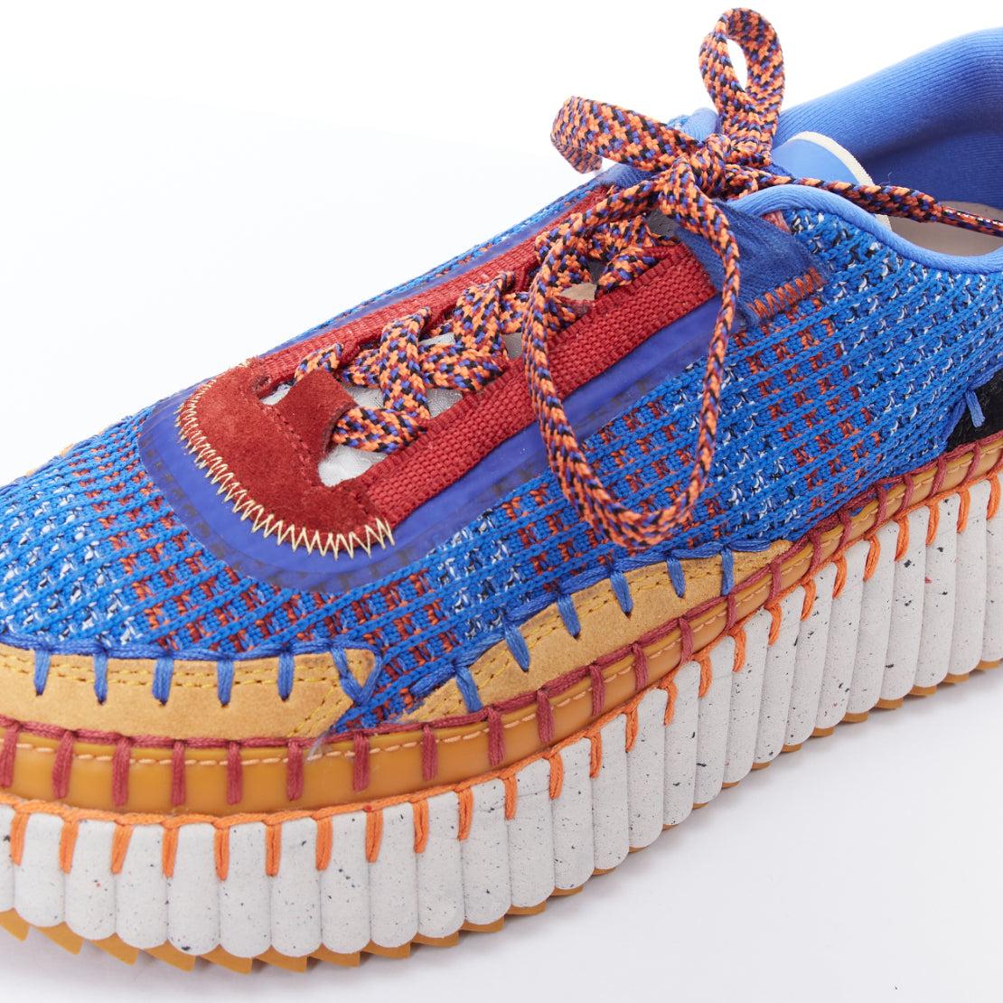 CHLOE 2023 Nama multicolor topstitch suede fabric chunky sneaker EU39 2