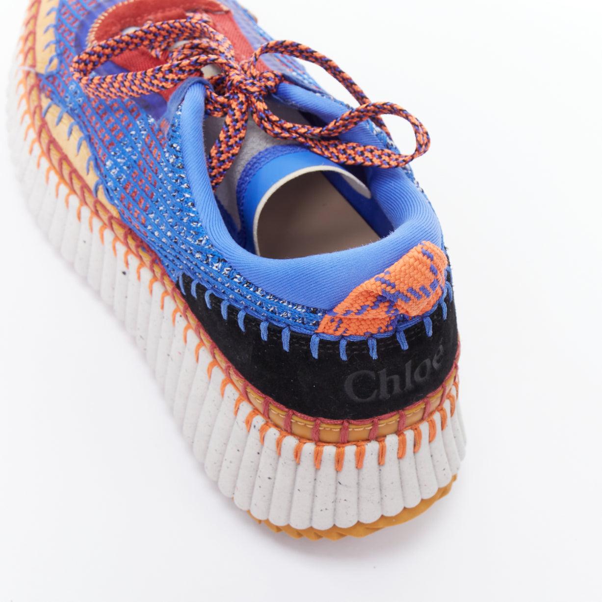 CHLOE 2023 Nama multicolor topstitch suede fabric chunky sneaker EU39 3
