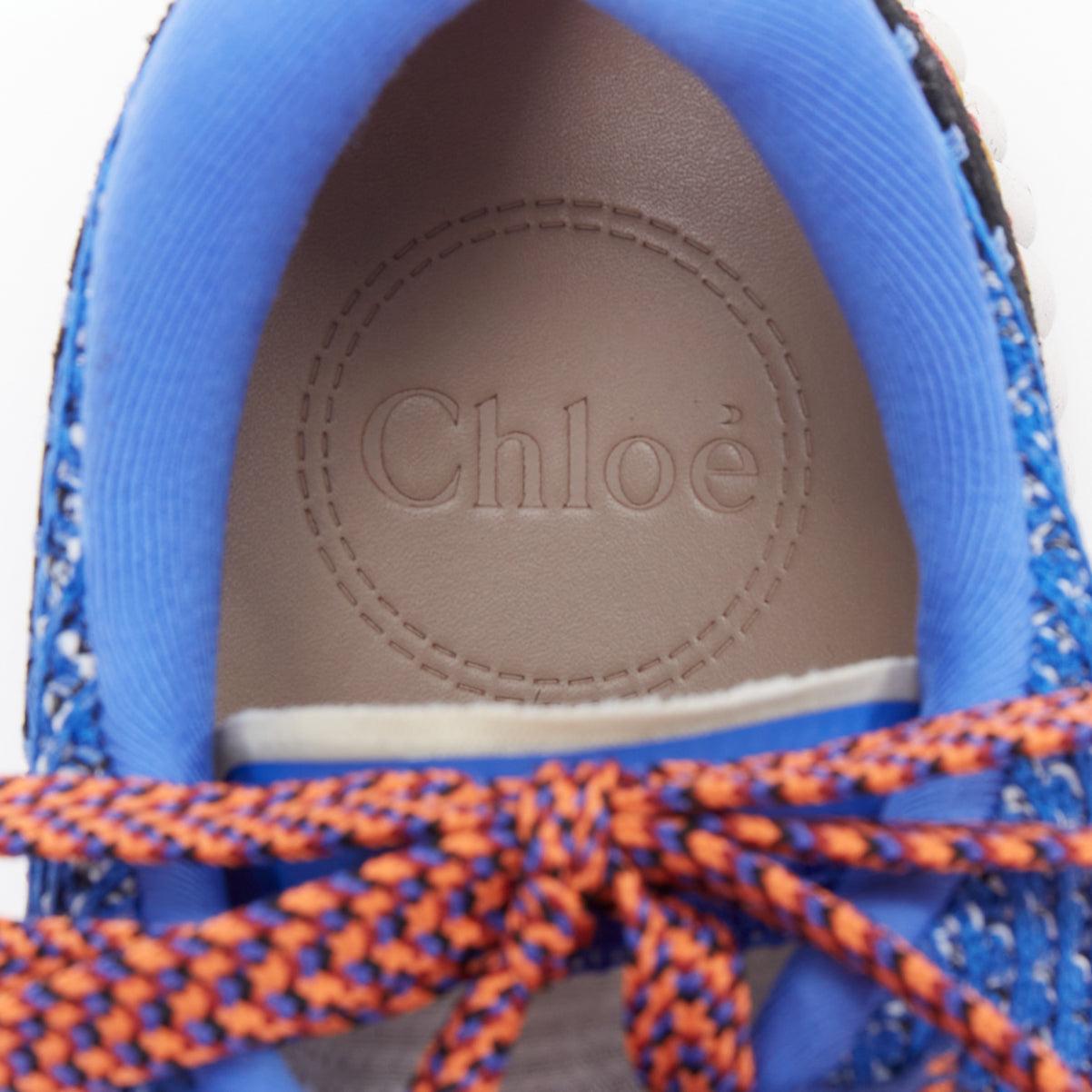 CHLOE 2023 Nama multicolor topstitch suede fabric chunky sneaker EU39 4