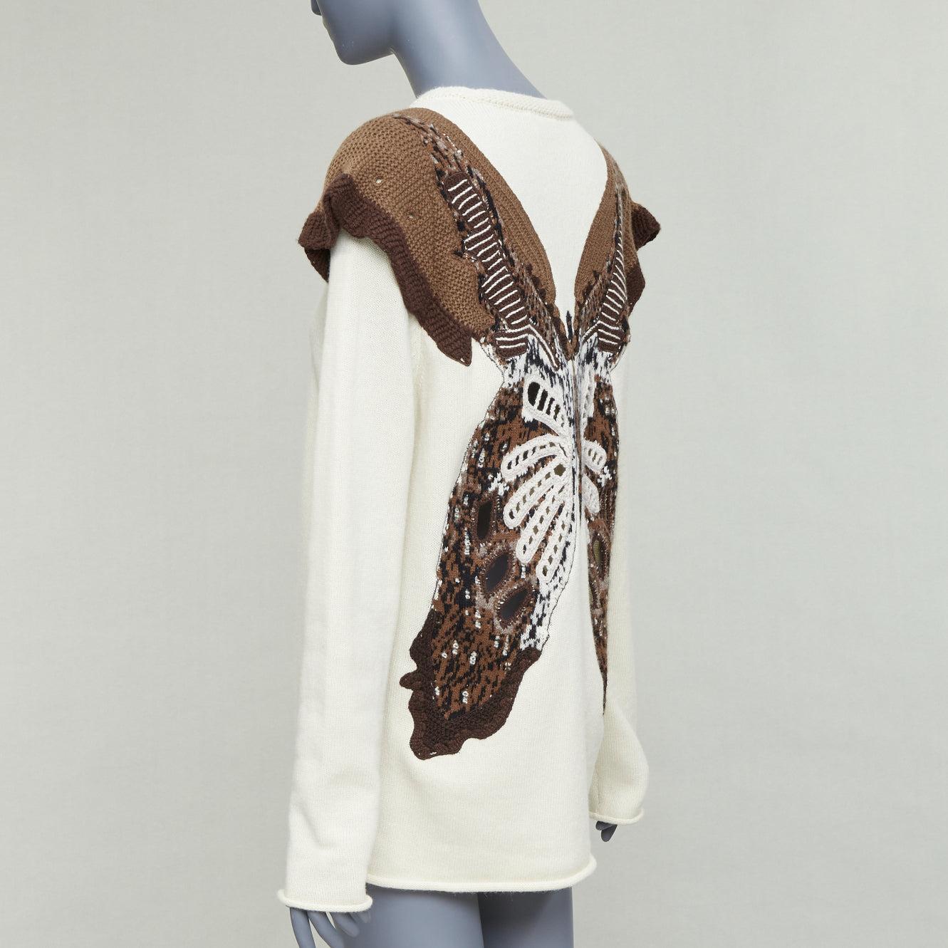 CHLOE 2023 pull-over en laine blanche naturelle et cachemire à appliques en tricot à volants M en vente 1