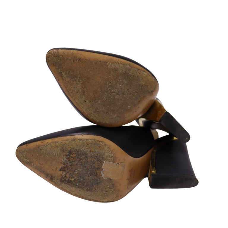Chloé Slingback Heel by Wavlynn Glitter Finish with Gold Tone 8 cm Heel Cushioned Slingback