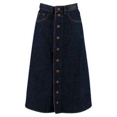 Chloe A-line Button Down Denim Midi Skirt
