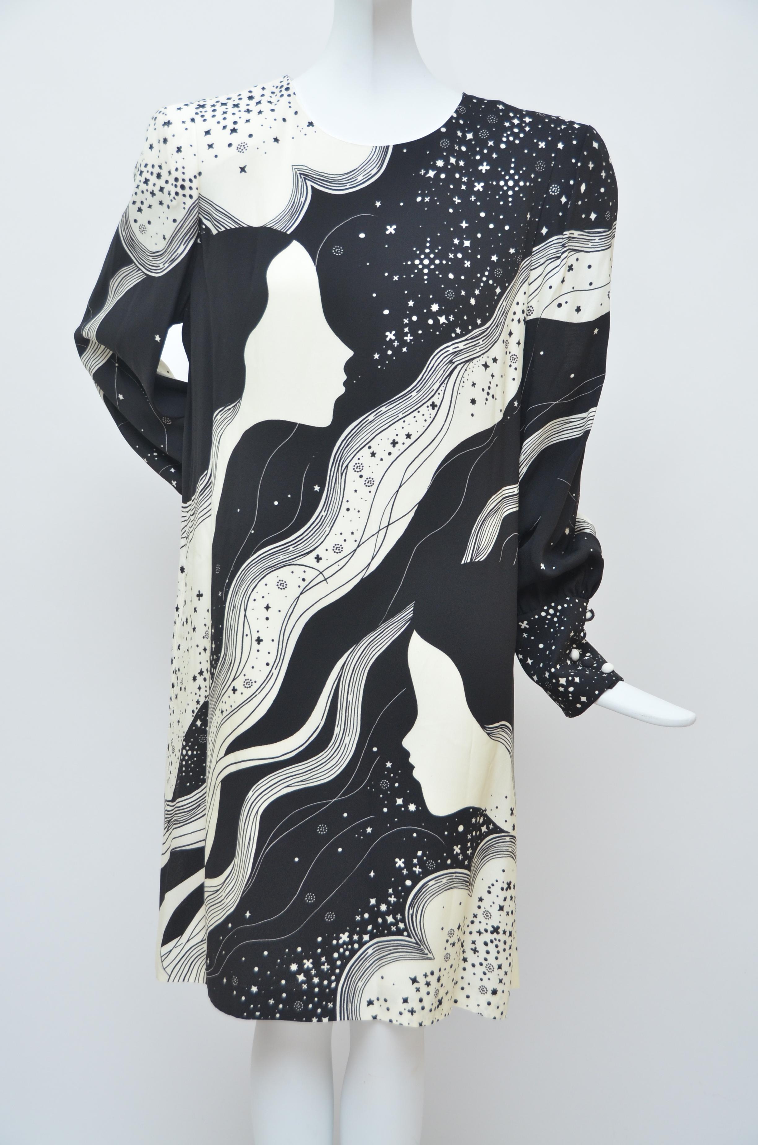 abstract face print dress