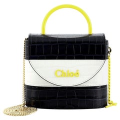 Chloe Aby Lock Bag Crocodile Embossed Leather Small