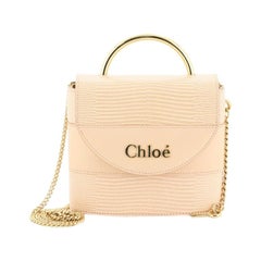 Chloe Aby Lock Handbag Lizard Embossed Leather Small