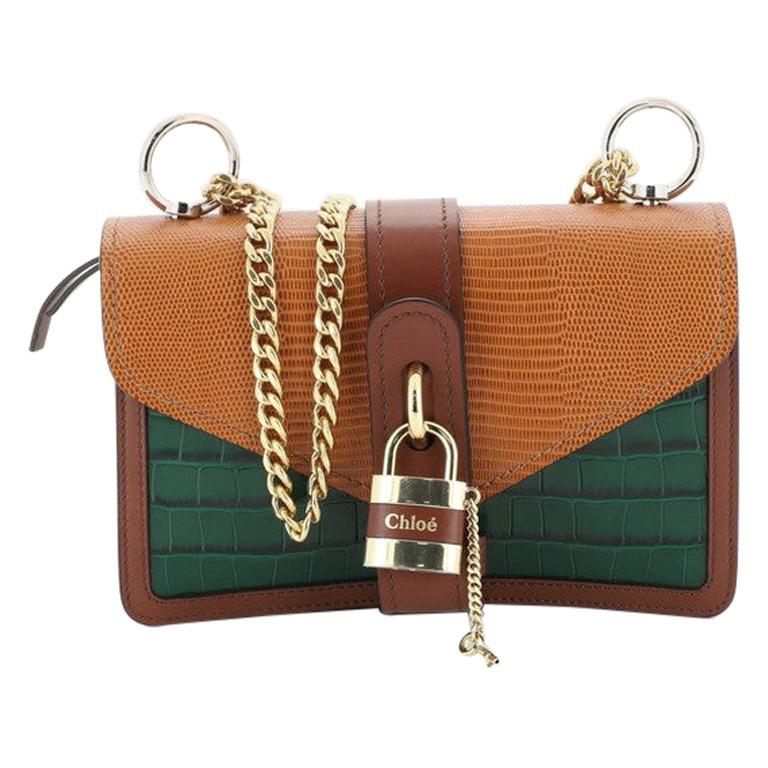Chloe Aby Shoulder Bag Lizard and Crocodile Embossed Leather Small