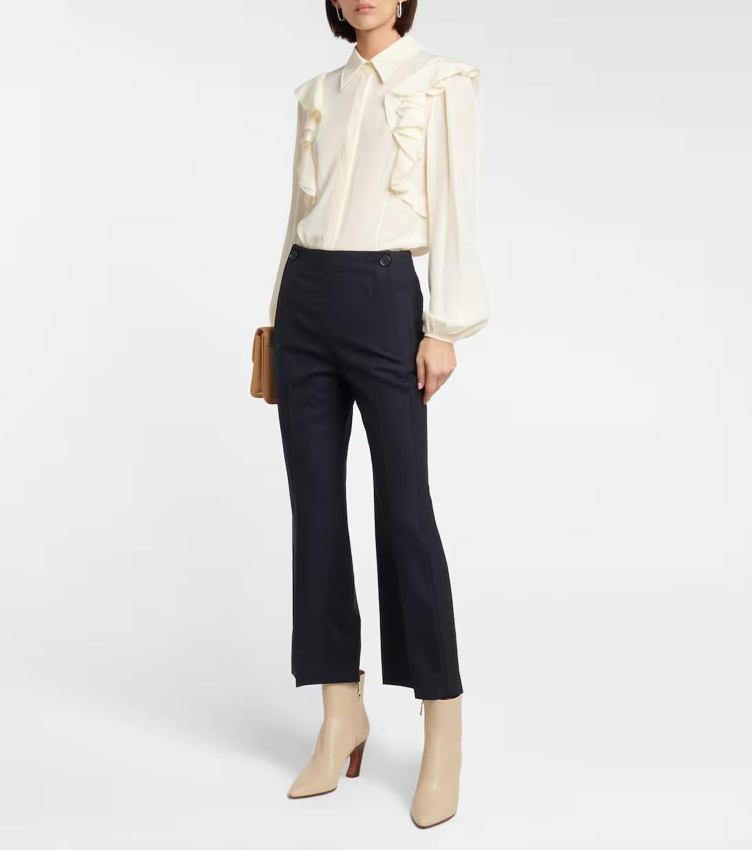 CHLOE Abysse - Pantalon à franges et à taille haute, taille 36 XS, 2023 en vente 2