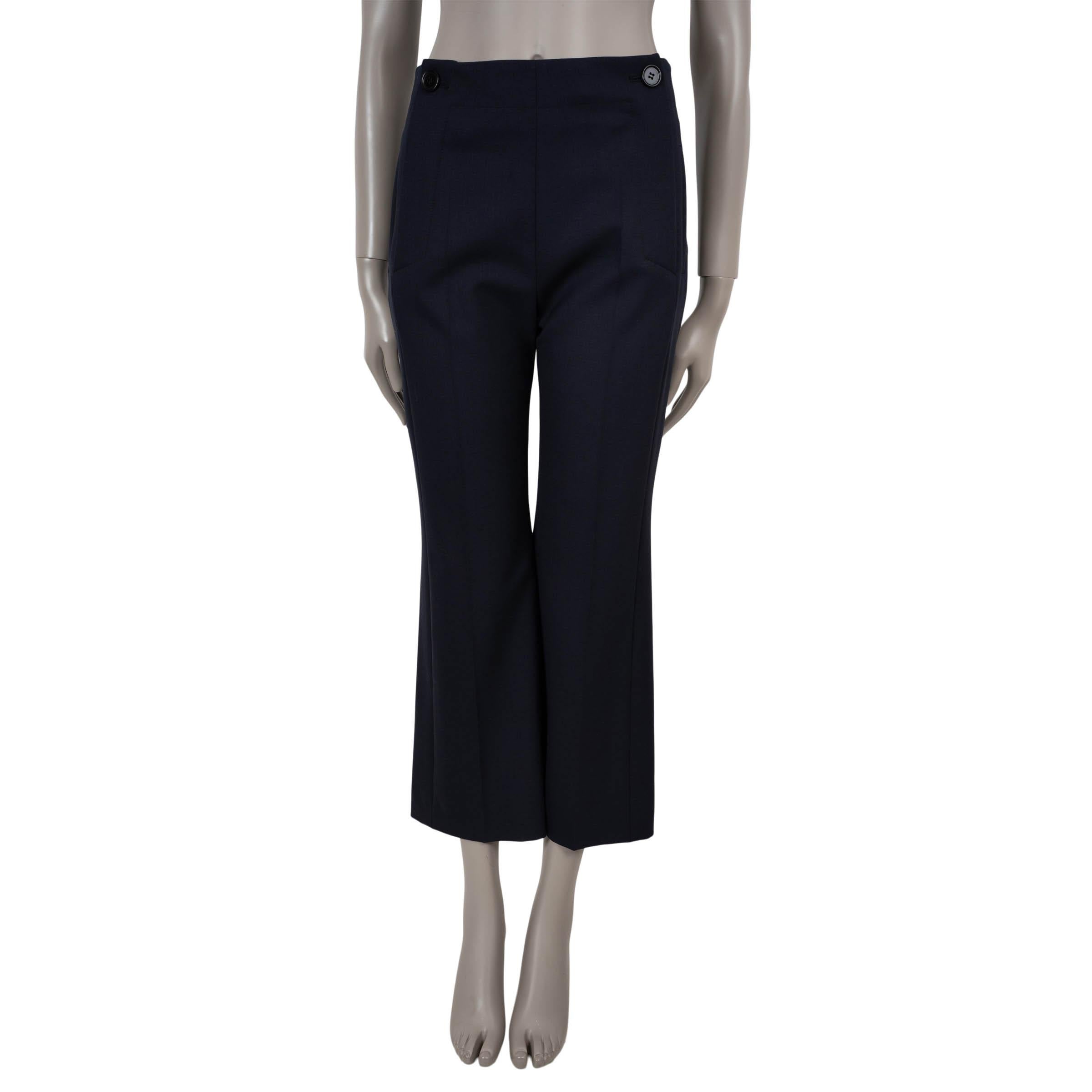 CHLOE Abysse lana blu 2023 Pantaloni a vita alta a zampa d'elefante 36 XS