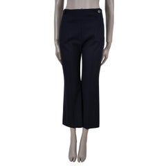 CHLOE Abysse lana blu 2023 Pantaloni a vita alta a zampa d'elefante 36 XS