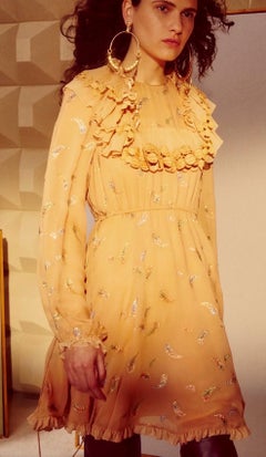 Chloe Ad Campaign Fall 2017 Terra Cotta Silk Chiffon Metallic Paisley Boho Dress