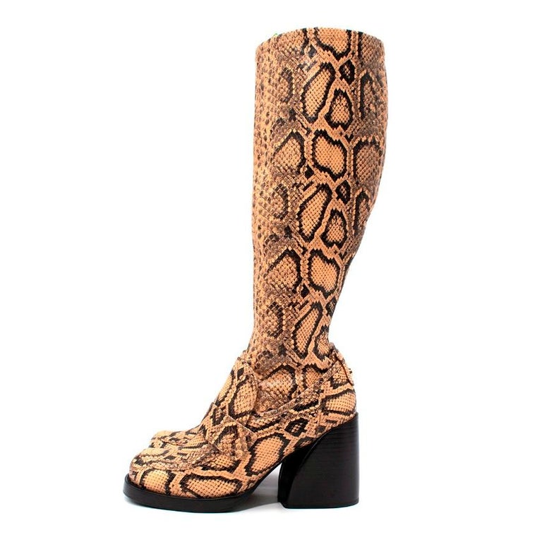 Chloe Adelie Python-Effect Leather Heeled Knee High Boots For Sale at  1stDibs