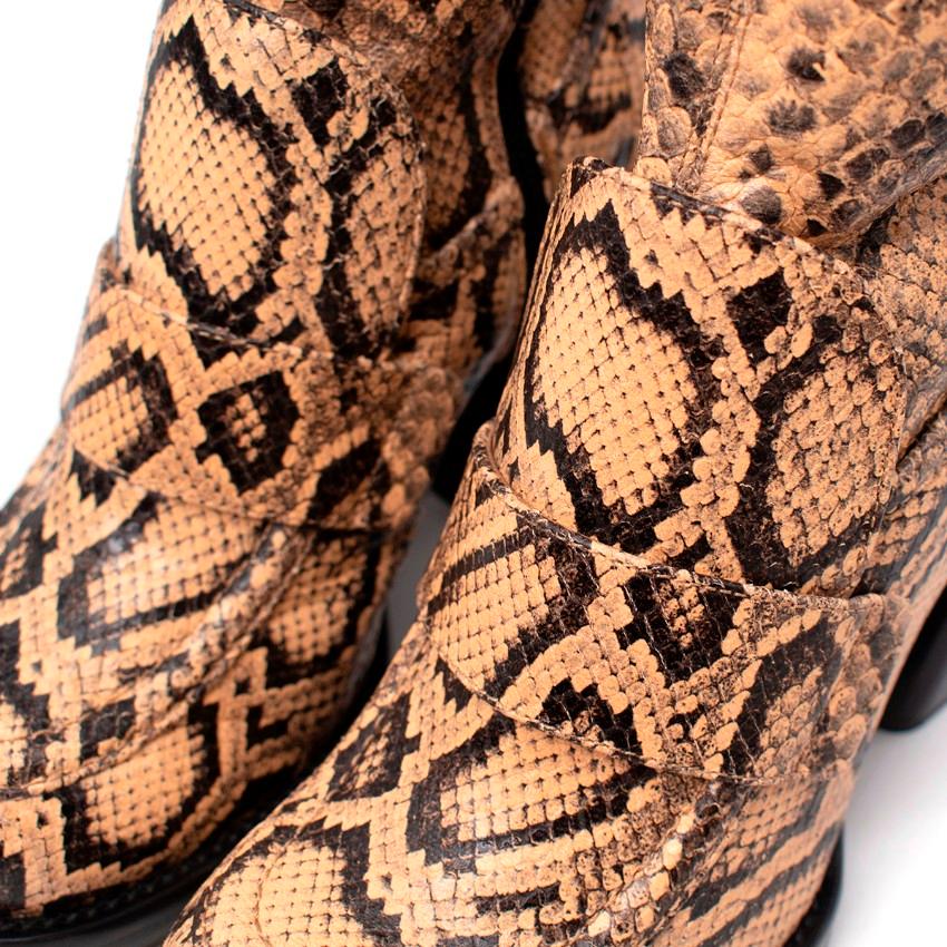 Brown Chloe Adelie Python-Effect Leather Heeled Knee High Boots For Sale