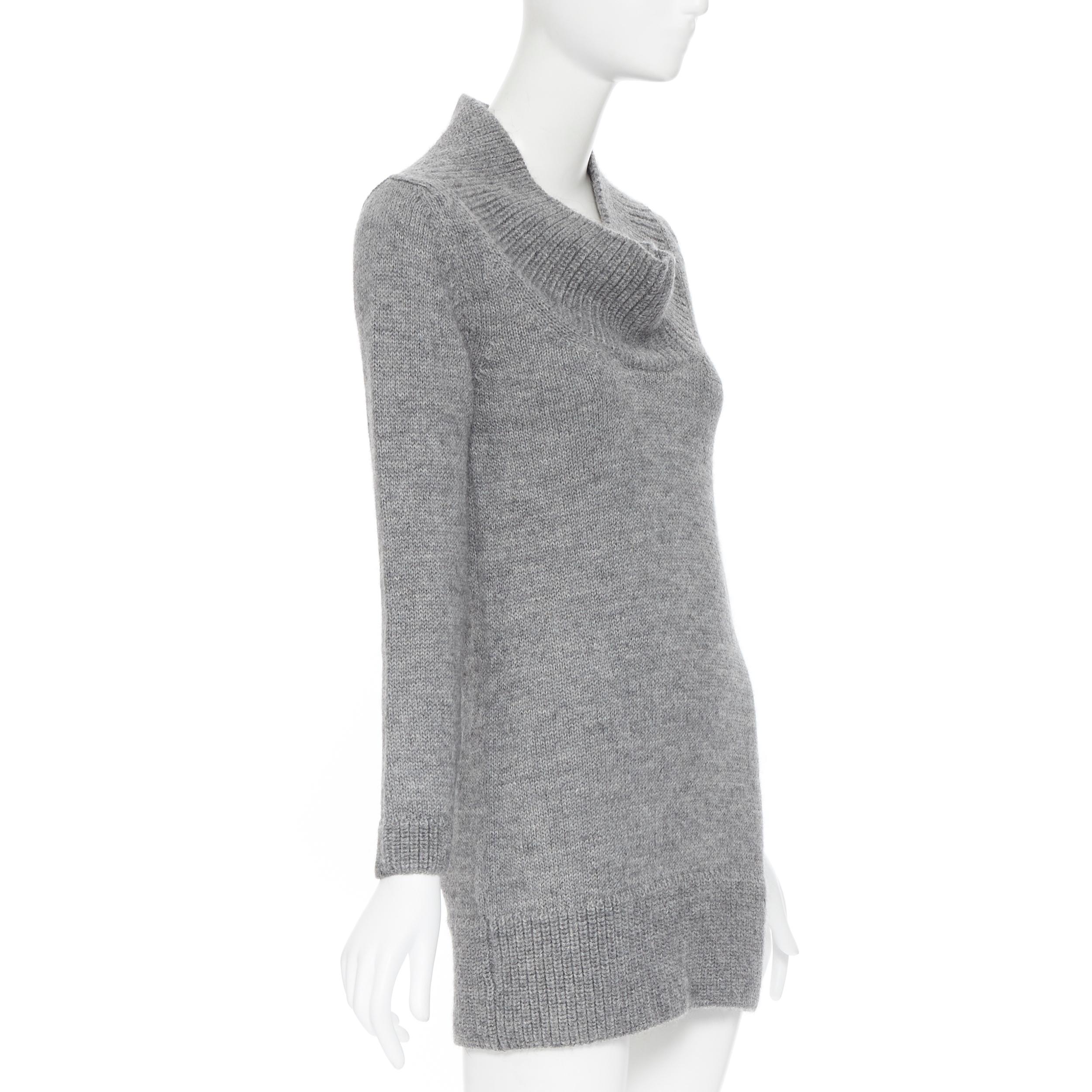CHLOE alpaca wool grey open cowl neck long sleeve sweater dress XS In Excellent Condition In Hong Kong, NT