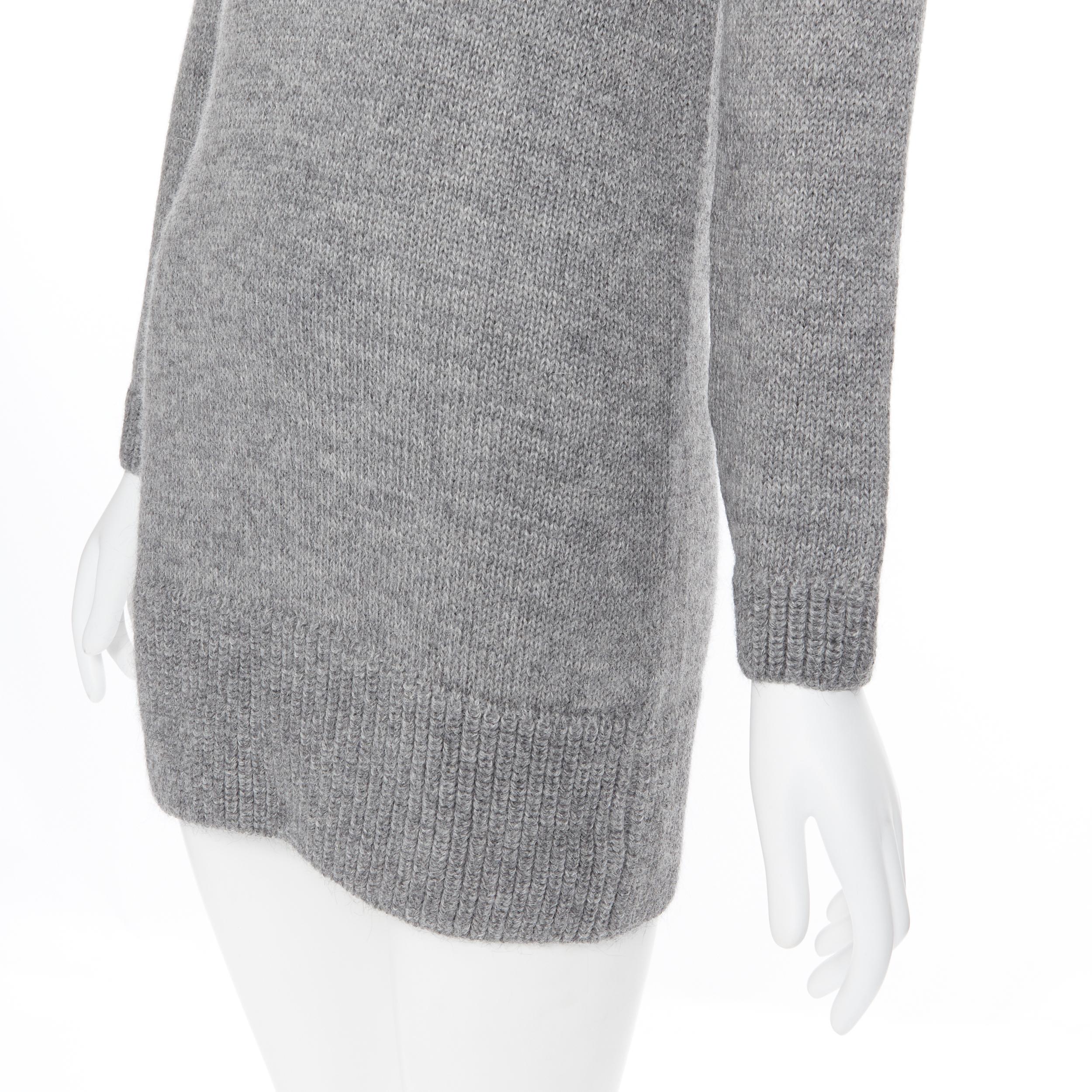 CHLOE alpaca wool grey open cowl neck long sleeve sweater dress XS 3