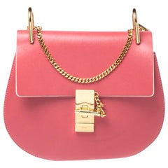 Chloe Amaranth Red/Grey Leather Medium Drew Shoulder Bag