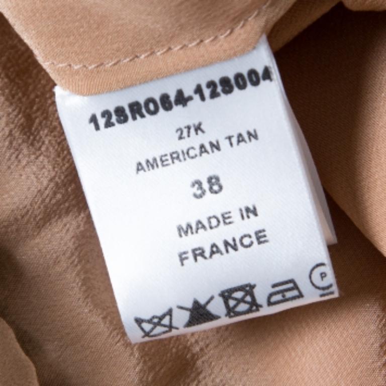 Chloe American Tan Crepe Silk Ruffled Sleeveless Billowy Dress M im Zustand „Gut“ im Angebot in Dubai, Al Qouz 2