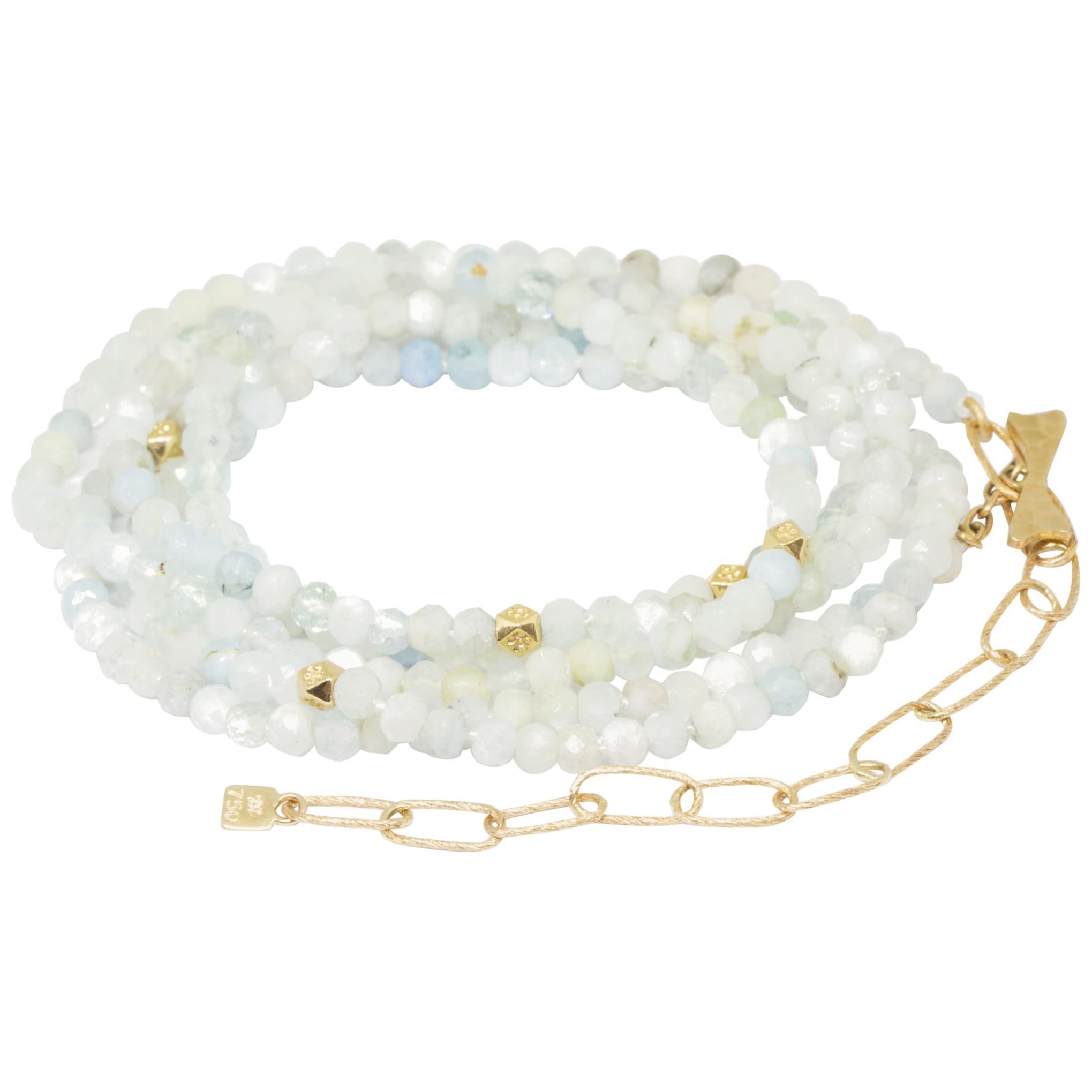 Chloe - Bracelet convertible en aigue-marine et pierres précieuses en or 18 carats