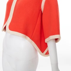 CHLOE asymmetric coral pink orange piping zip trim wool blend cape jacket FR34