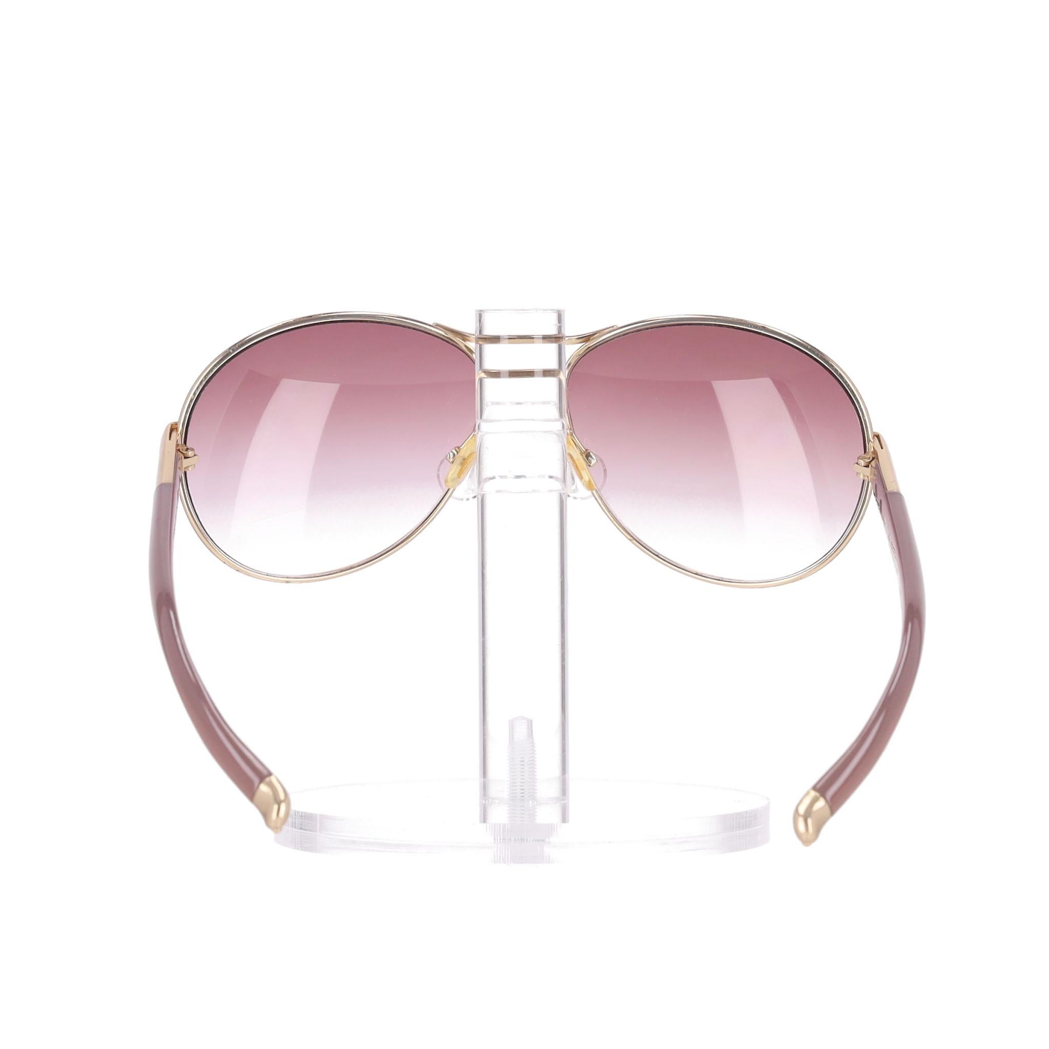 Beige Chloe Aviator Sunglasses For Sale