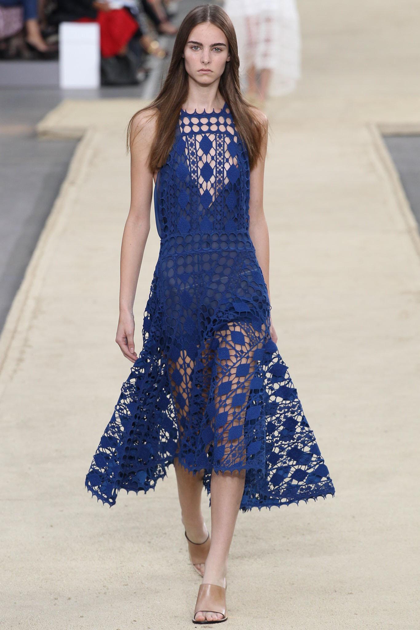 Women's Chloe Aysmmetric Crocheted Lace Midi Dress FR 34 UK 6