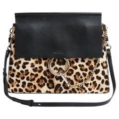 Chloé Tasche Faye Classic Schwarz Panther naturbelassen