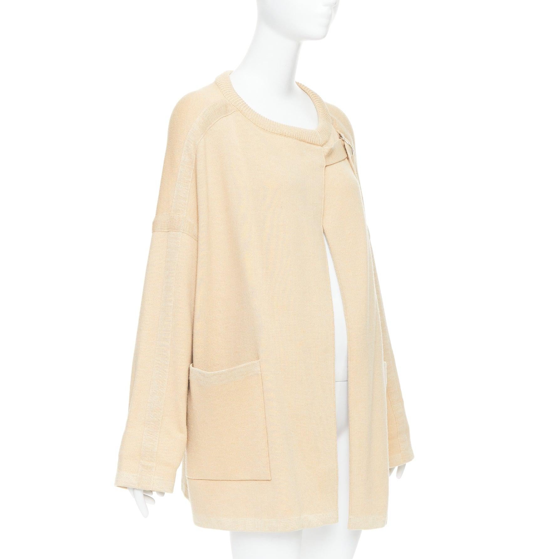 CHLOE barley brown wool blend embroidered C logo cardigan coat S In Good Condition For Sale In Hong Kong, NT