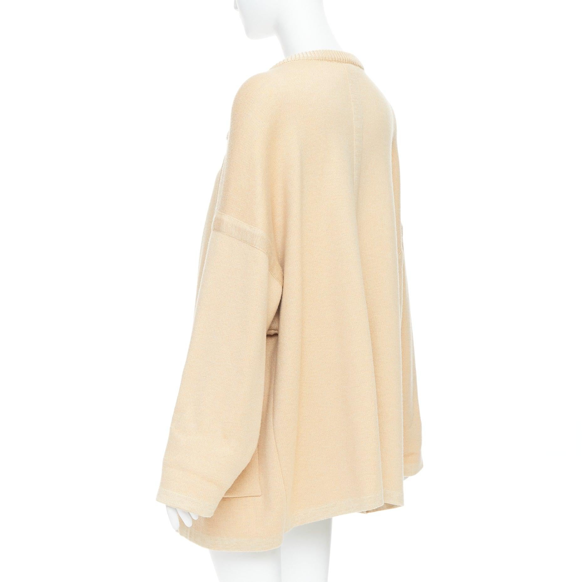 CHLOE barley brown wool blend embroidered C logo cardigan coat S For Sale 2