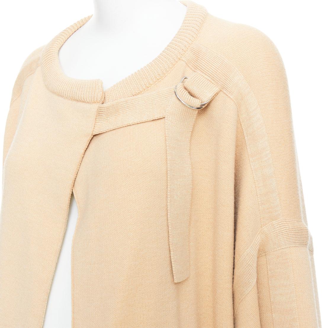 CHLOE barley brown wool blend embroidered C logo cardigan coat S For Sale 3