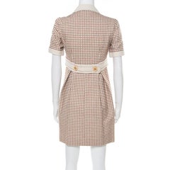 Chloe Beige and Maroon Textured Raw Silk Knit Dress S