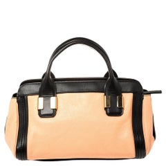 Chloe Beige/Black Leather Alice Satchel Bag