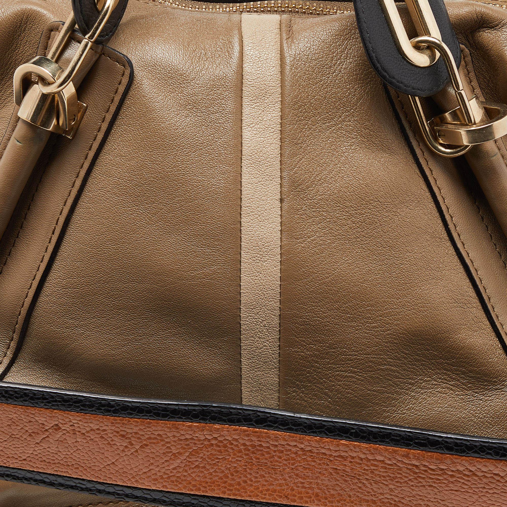 Chloe Beige/Black Leather Medium Paraty Handbag For Sale 1