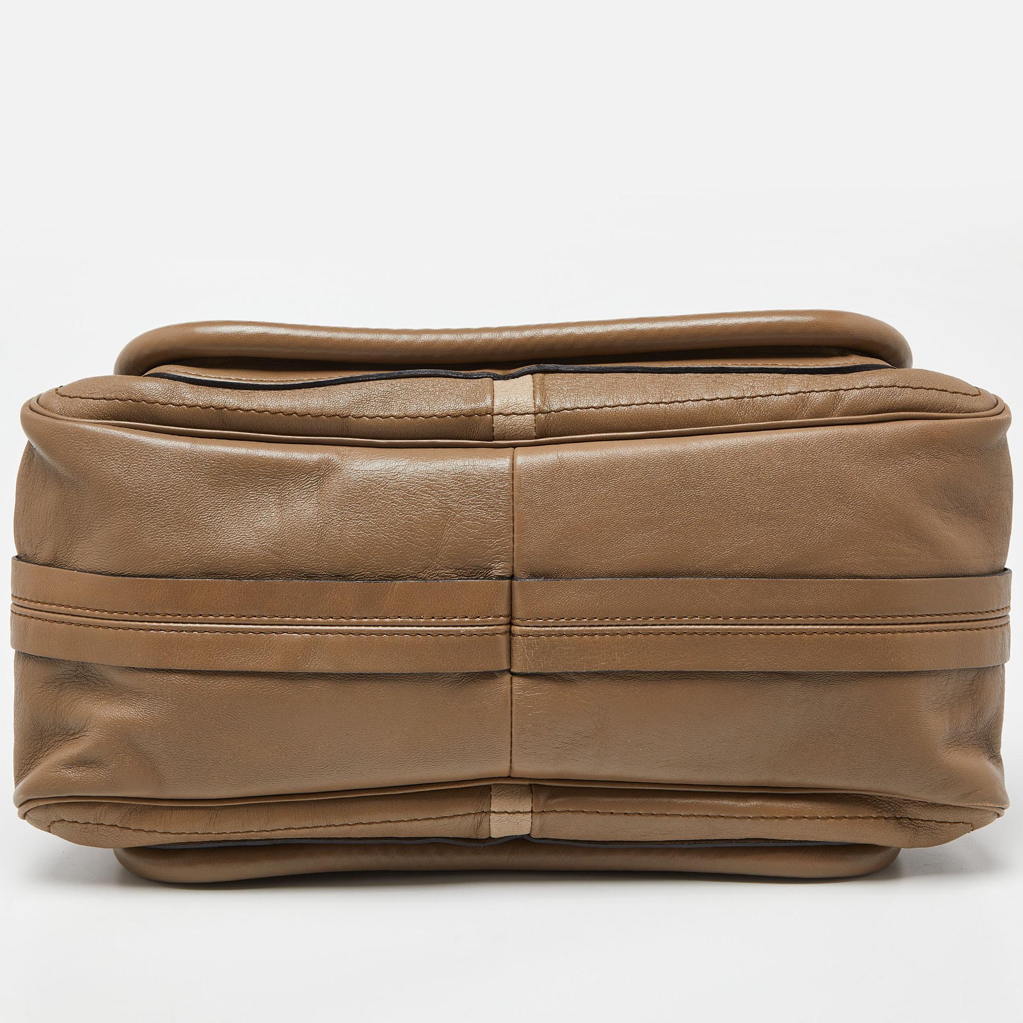 Chloe Beige/Black Leather Medium Paraty Handbag For Sale 3