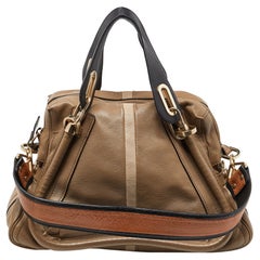 Chloe Beige/Black Leather Medium Paraty Handbag