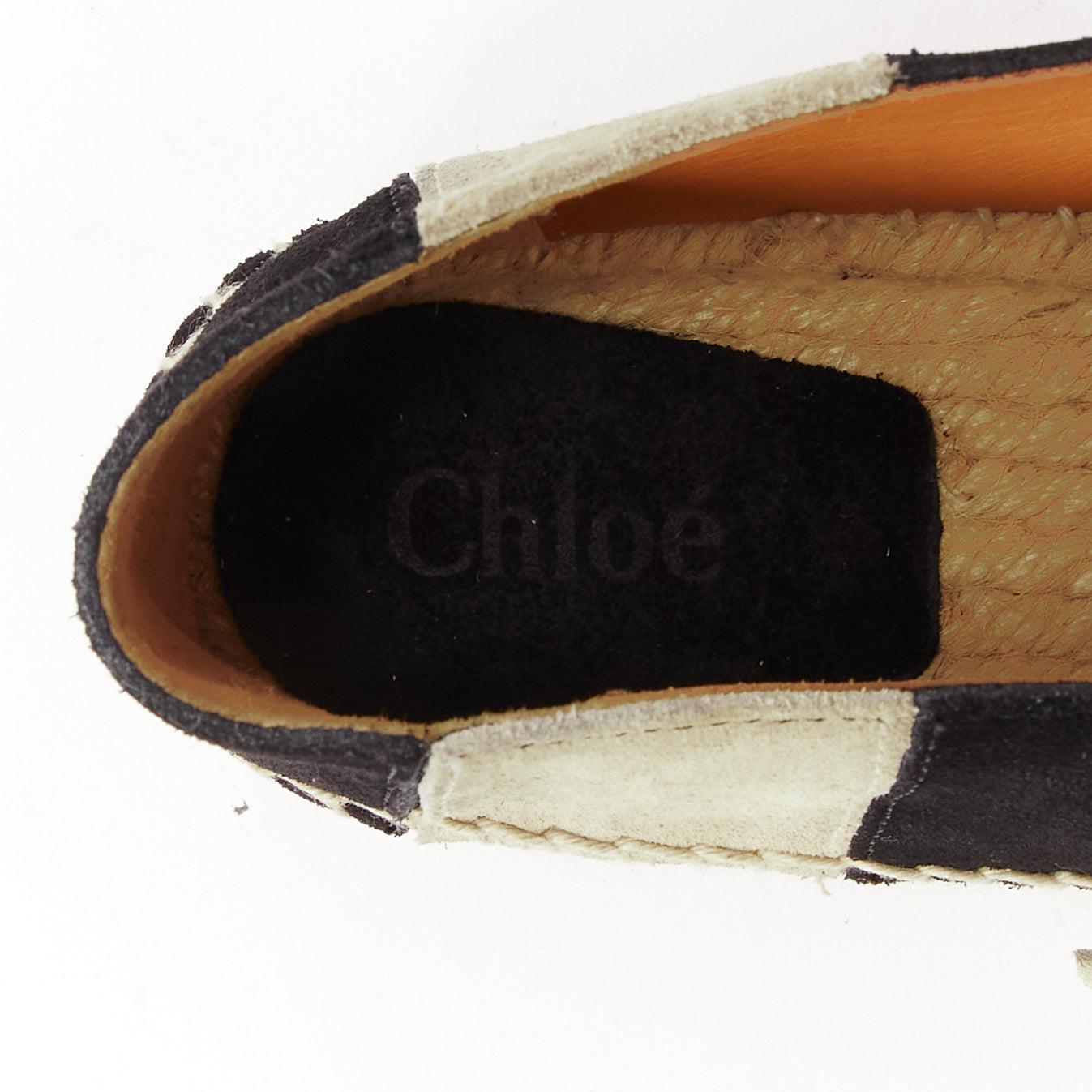 CHLOE alpargatas slip on de piel de ante beige negro con franjas EU37 en venta 5