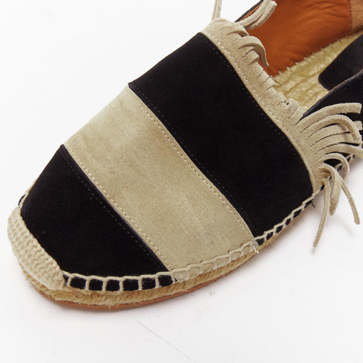 CHLOE alpargatas slip on de piel de ante beige negro con franjas EU37 en venta 2
