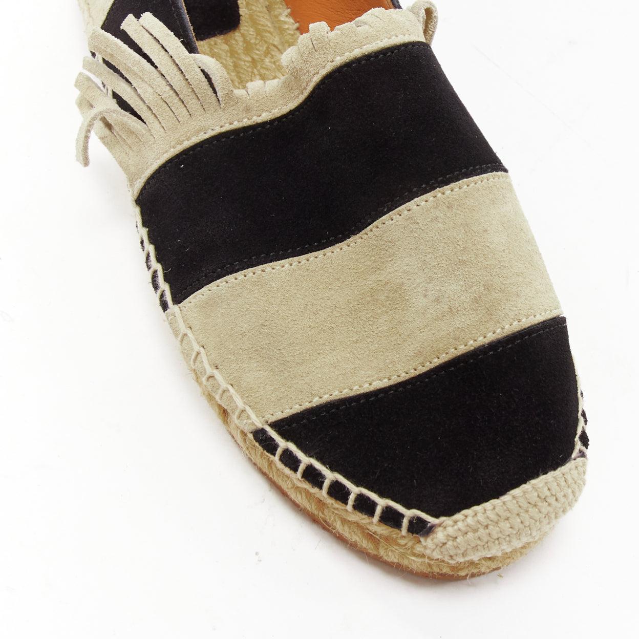 CHLOE alpargatas slip on de piel de ante beige negro con franjas EU37 en venta 3