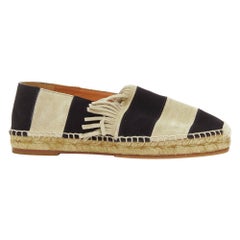 Chloe beige noir cuir velours panneaux rayés franges espadrilles EU37