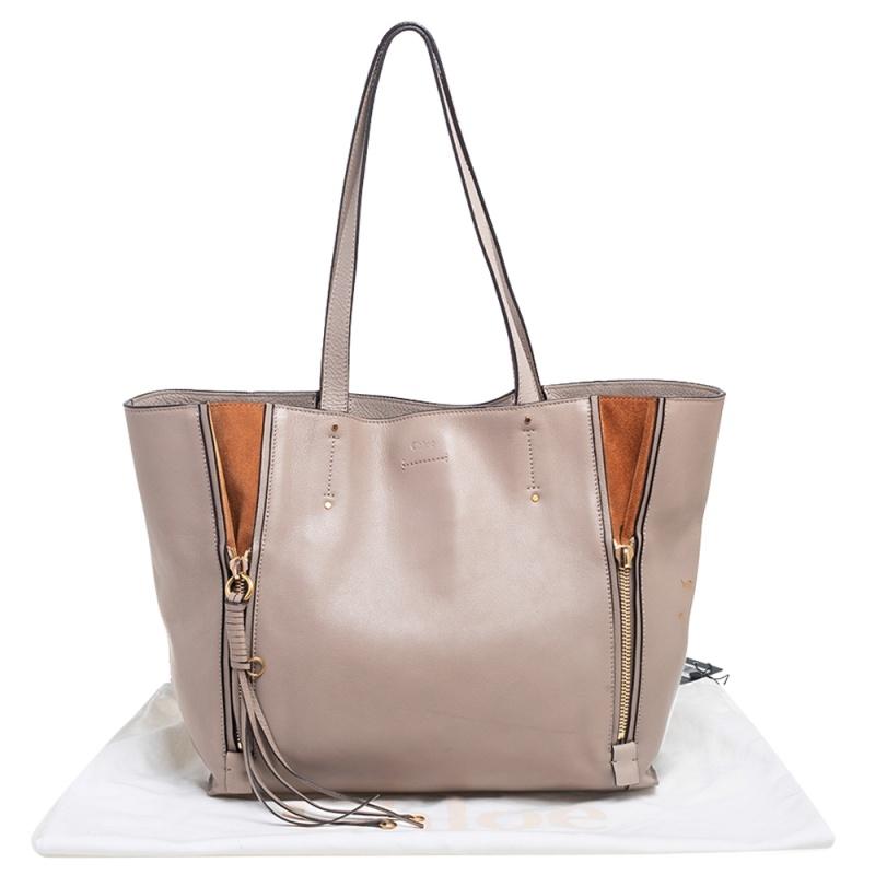 Chloe Beige-Brown Leather And Suede Milo Tote 8