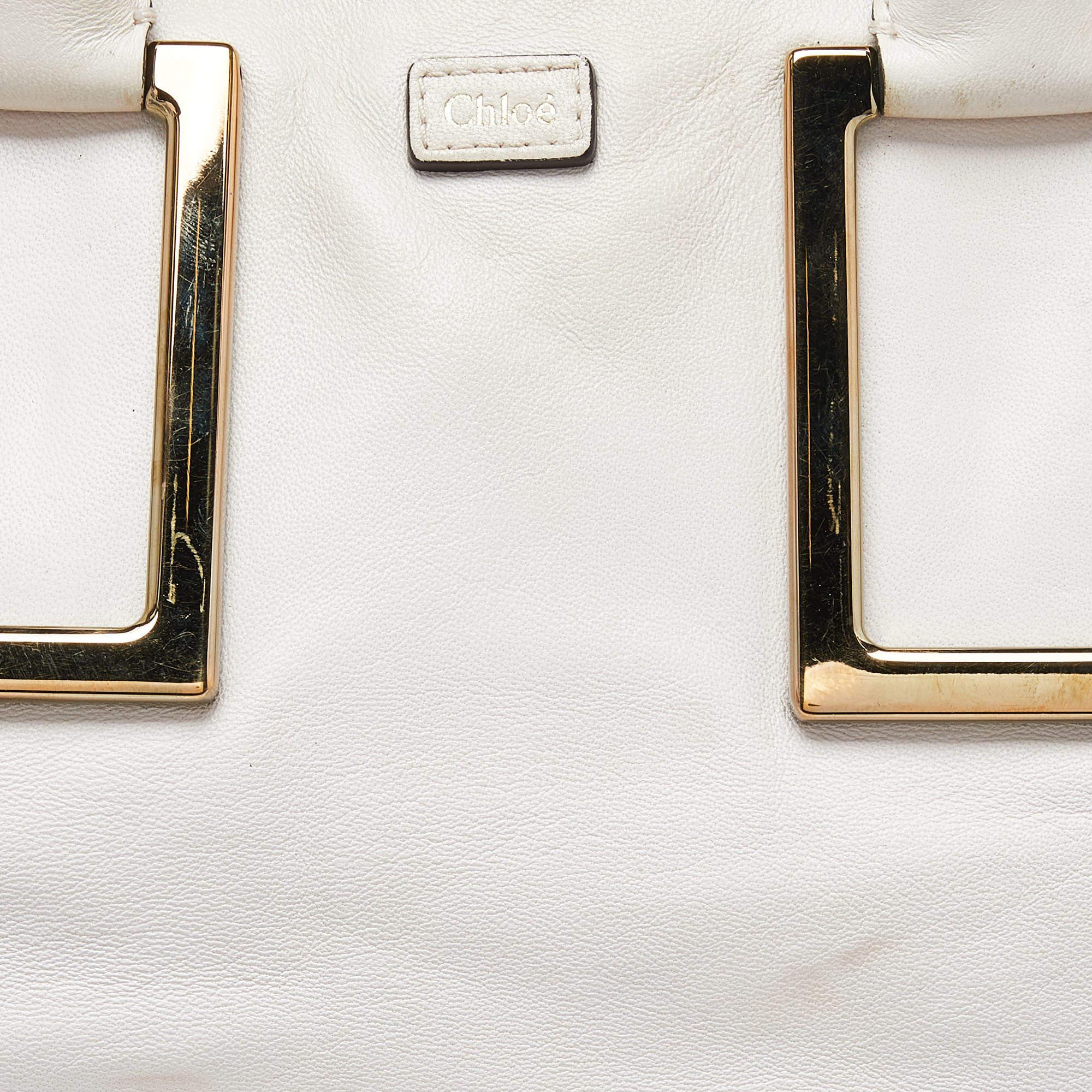 Chloe Beige/Brown Leather Ethel Satchel 6