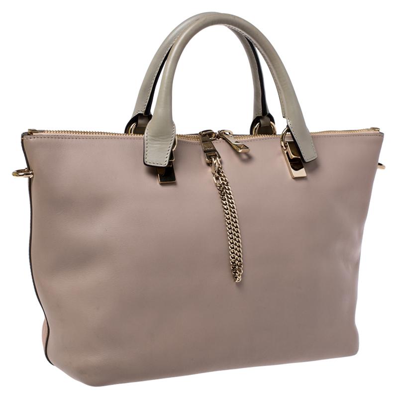 Chloe Beige/Brown Leather Medium Baylee Tote In Good Condition In Dubai, Al Qouz 2