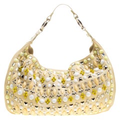 Chloe Beige Canvas and Leather Beads Embellished Hobo