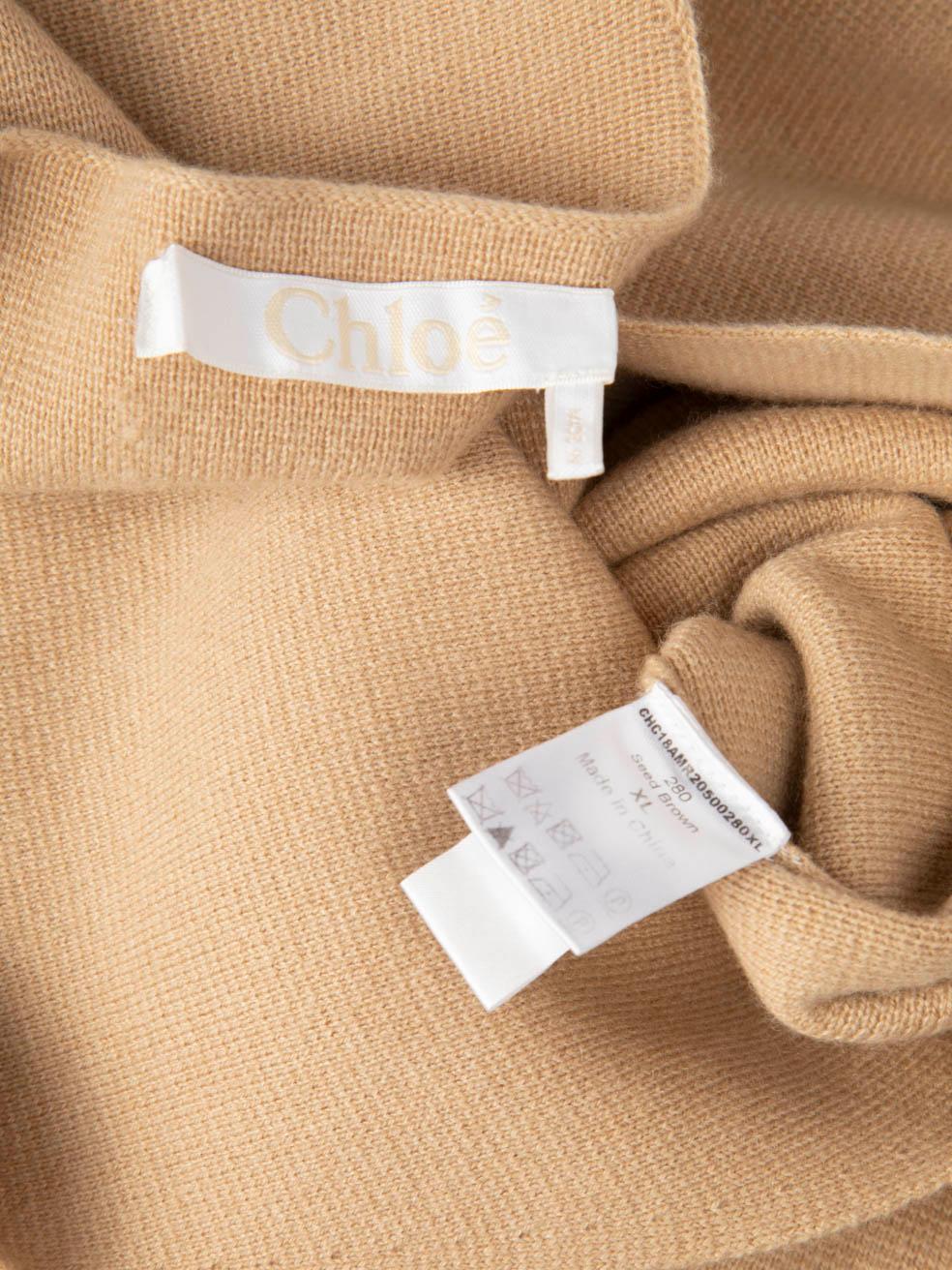 Chloé Beige Cashmere V-neck Long Sleeved Jumper Size XL For Sale 1