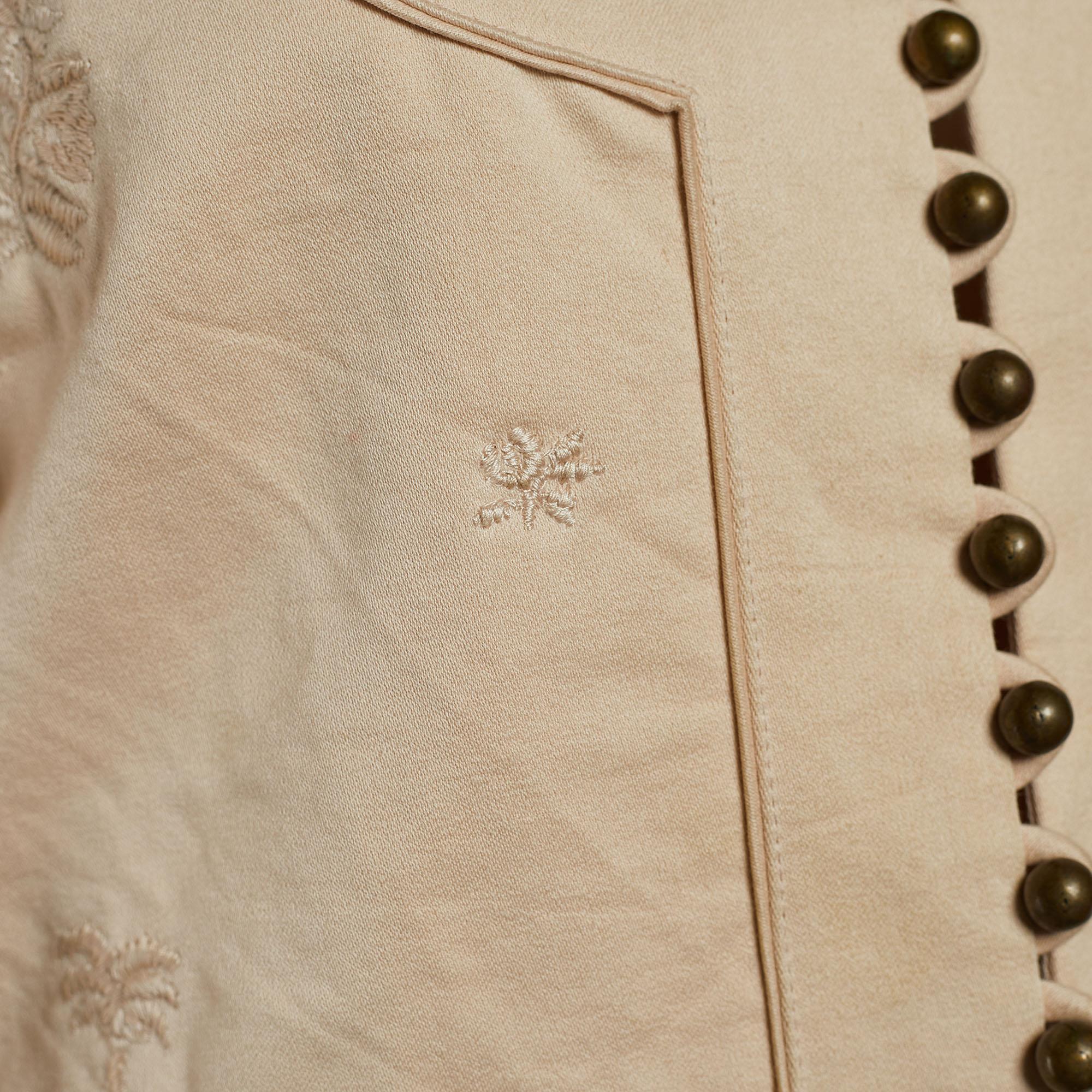 Chloe Beige Cotton Embroidered Button Front Top L In Good Condition In Dubai, Al Qouz 2