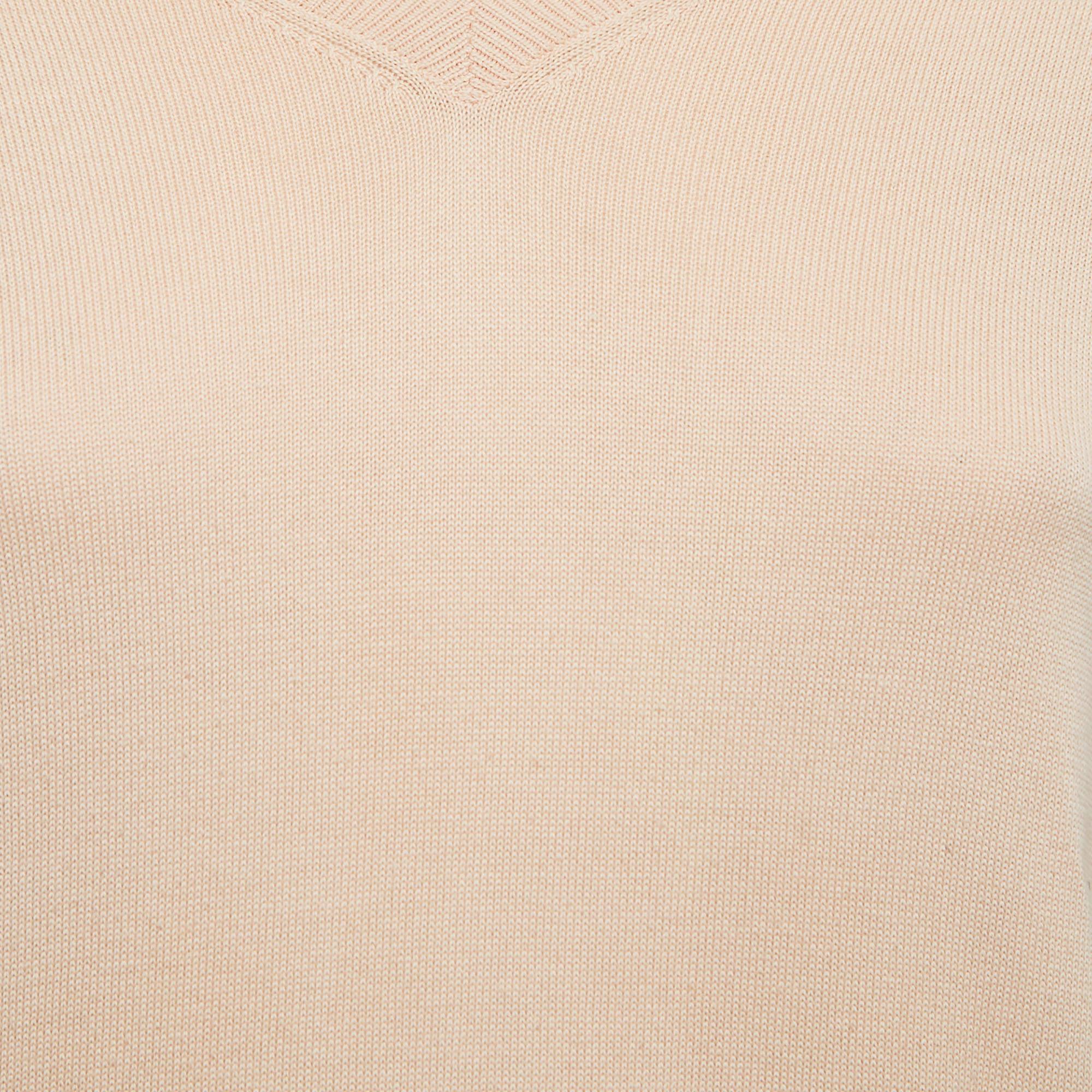 Chloe Beige Cotton Knit Floral Sleeve Detail Top XS Bon état - En vente à Dubai, Al Qouz 2