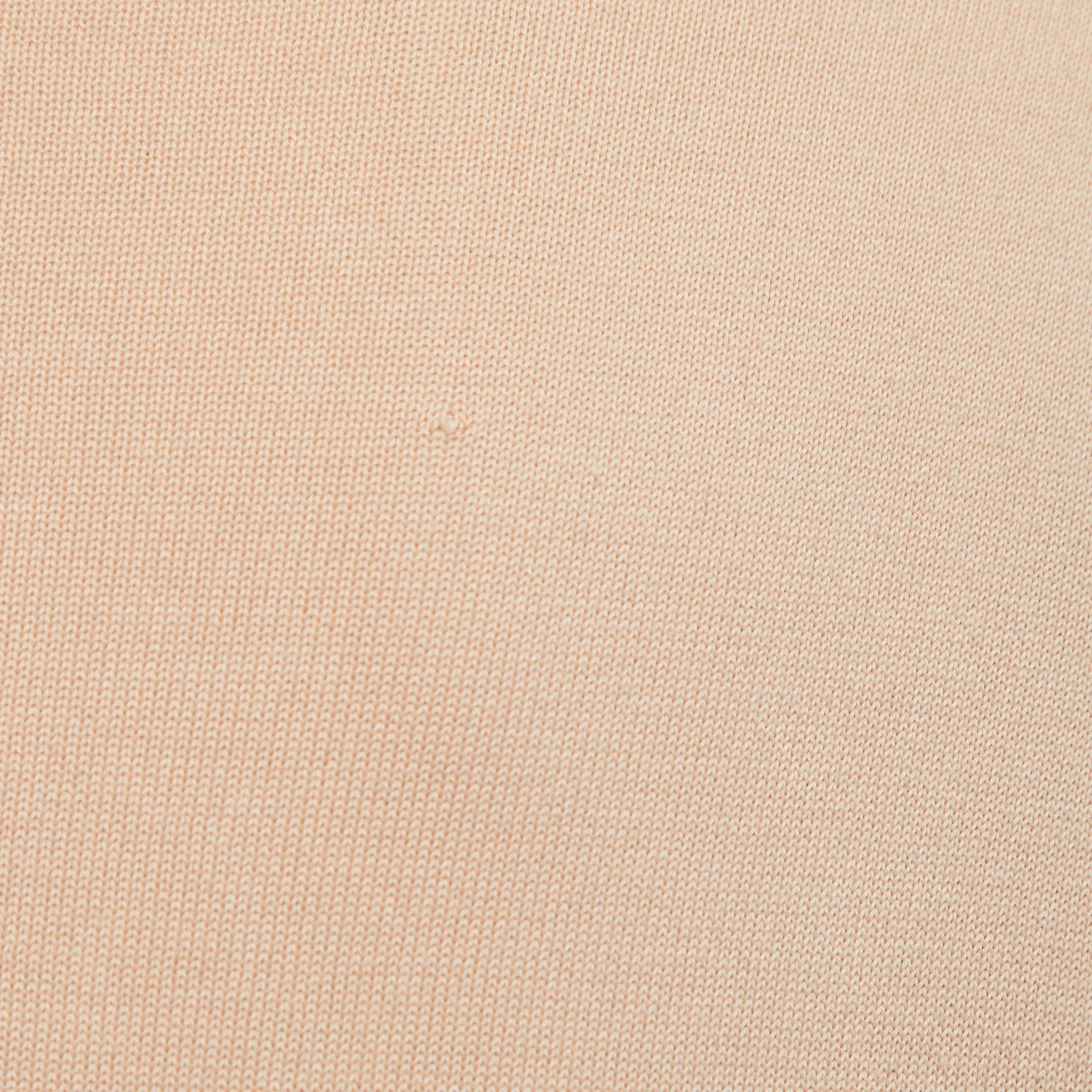 Chloe Beige Cotton Knit Floral Sleeve Detail Top XS Pour femmes en vente