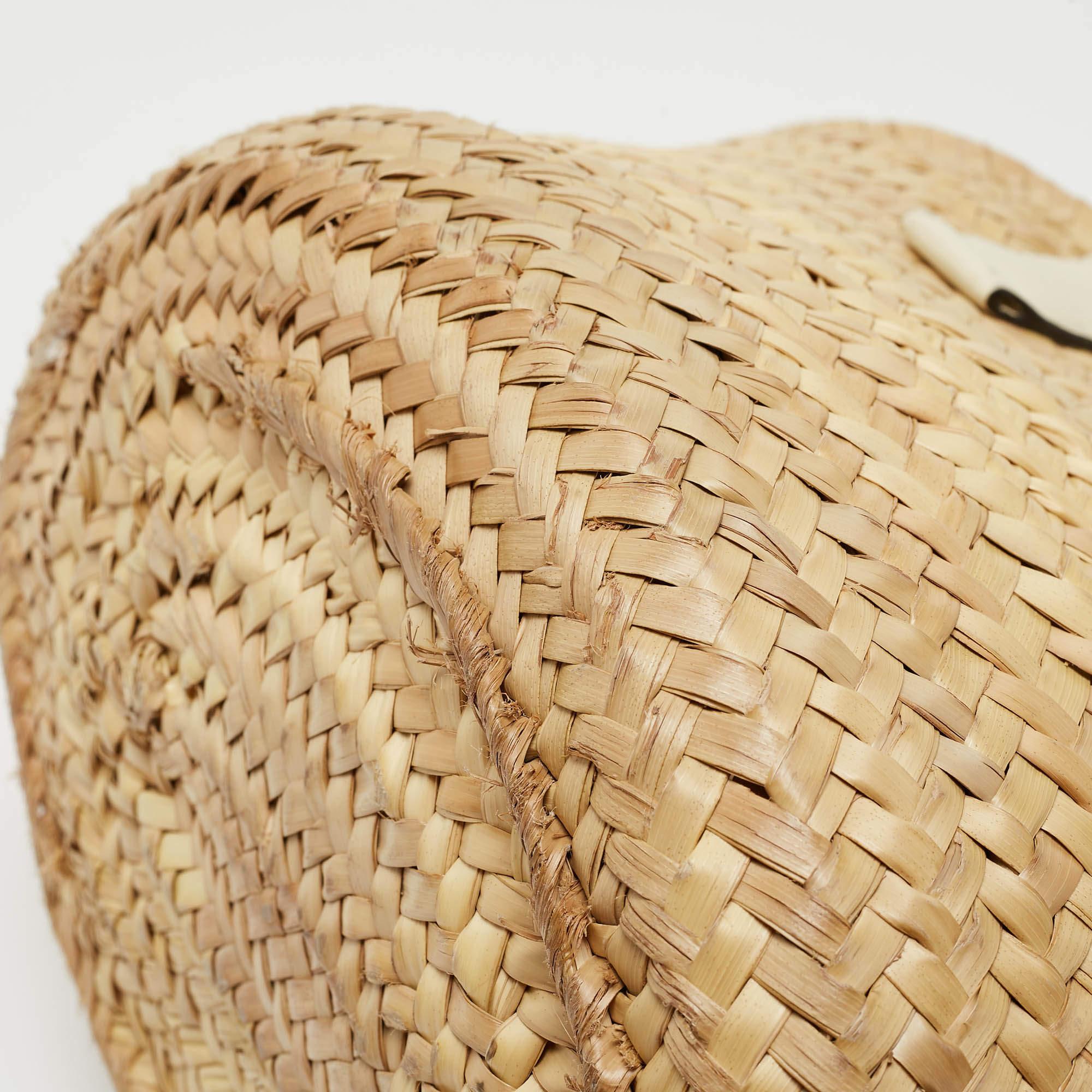 Chloe Beige/Cream Straw and Leather Medium Marcie Basket Bag 10