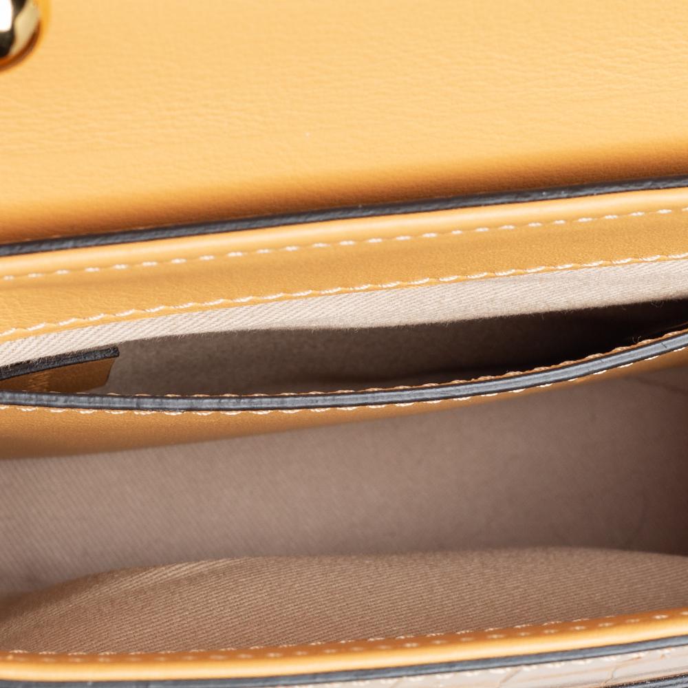 Chloe Beige Croc Embossed Leather Aby Lock Crossbody Bag 2