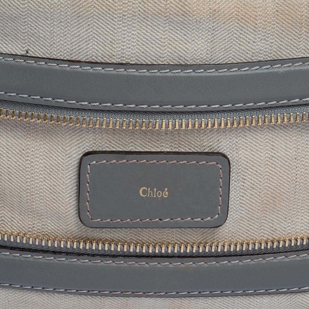 Chloe Beige/Grey Leather and Fabric Andy Expandable Satchel 1