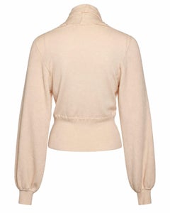 Chloe, beige knitted top with bow