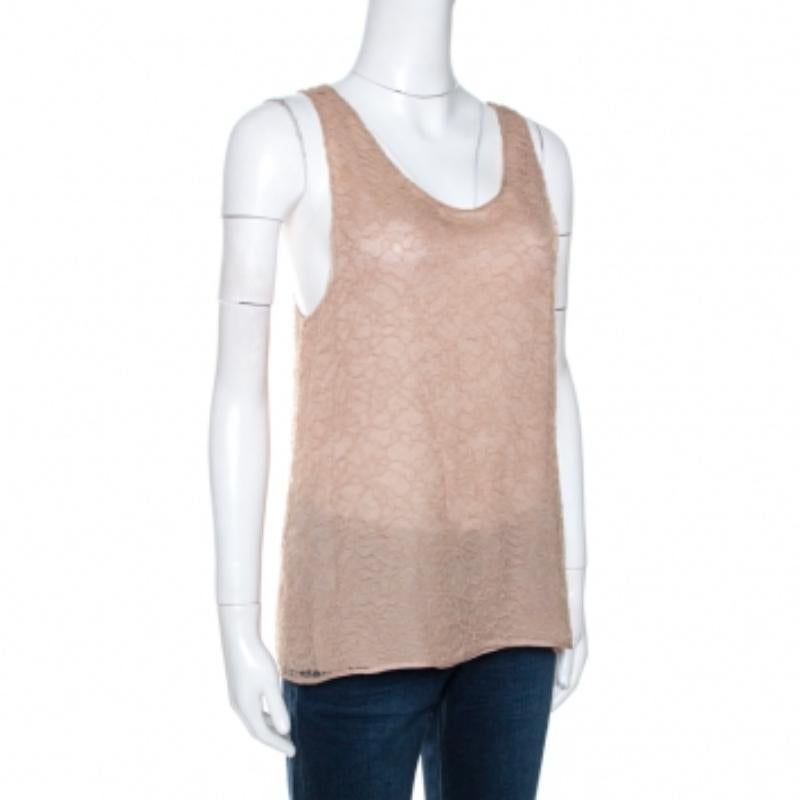 Fabriqué par Chloé, un beau top comme celui-ci est un basique de la garde-robe. Donnez un coup de jeune à votre commode en y intégrant ce plateau beige. Fabriqué à partir de tissus de qualité, il est orné d'un motif en dentelle sur toute sa surface.